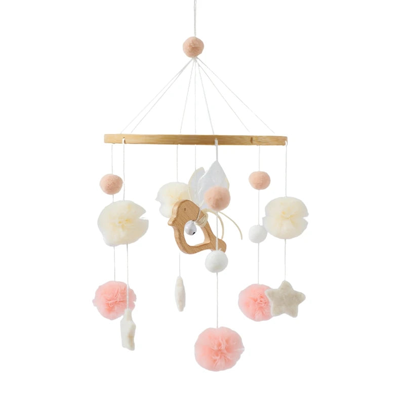 Baby Wooden Bedbell Bracket 0-12 Months Bed Bell Bracket Wooden Mobile Newborn Crochet Bed Bell Hanging Toys Newbaby Rattle Toys