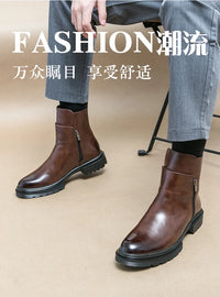 Men Boots New Handmade Dark Brown Pu Leather Ankle Zipper Dress Office Boots for Men - Buy online at  Vibe In Cart.