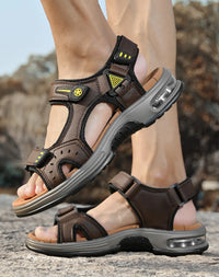 Men's Genuine Leather Breathable Beach Sandals Size 46