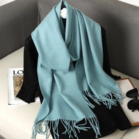 Women's Thick Warm Winter Polyester Scarf with Tassels