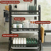 2025 3-Tier Metal Dish Rack Black Large-Capacity Kitchen Countertop Storage Organizer - Buy online at  Vibe In Cart.