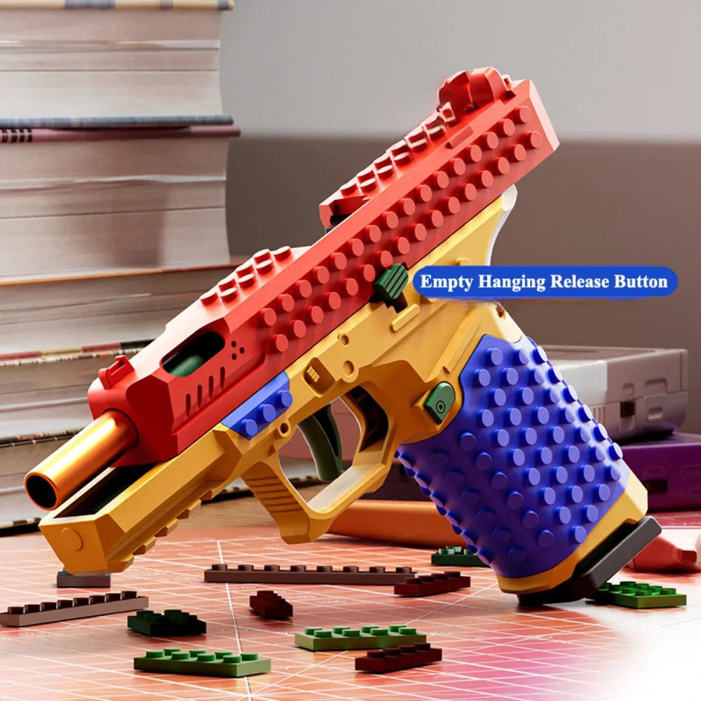 Continuous Firing Building Block Toy Gun Shell Throwing  Airsoft Blowback Empty Hanging Pistol Outdoor CS Weapon for Boys Adult - Buy online at  Vibe In Cart.