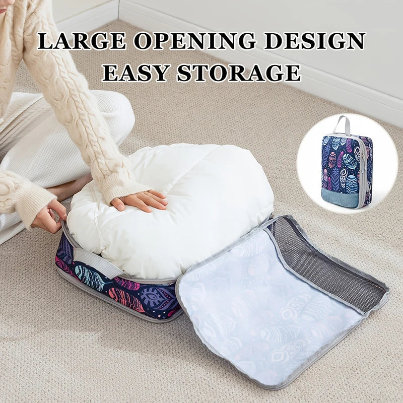 4 Piece Polyester Large Capacity Foldable Compression Packing Cubes Set