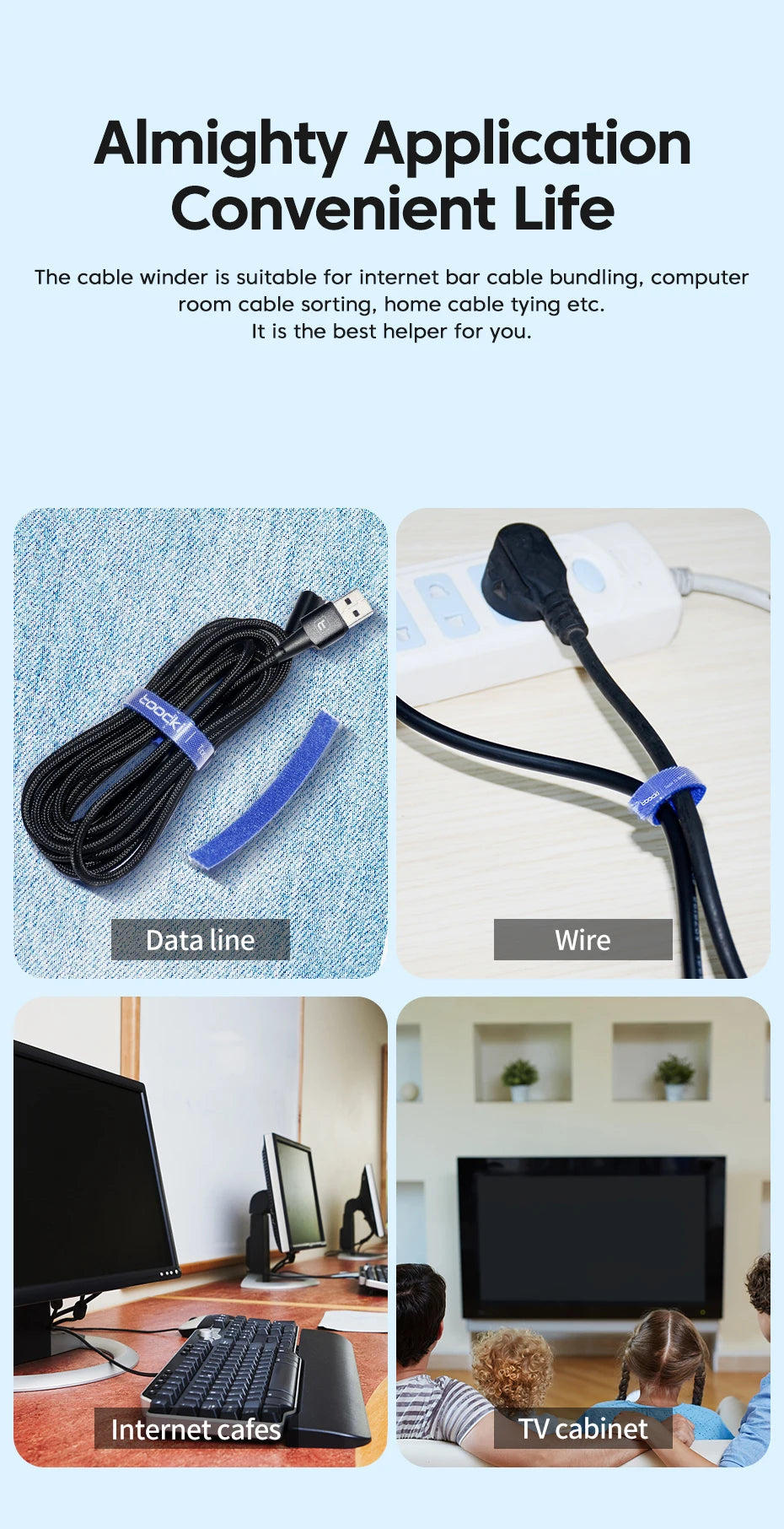 5m Nylon Tearable Cable Management Organizer, 10mm Width