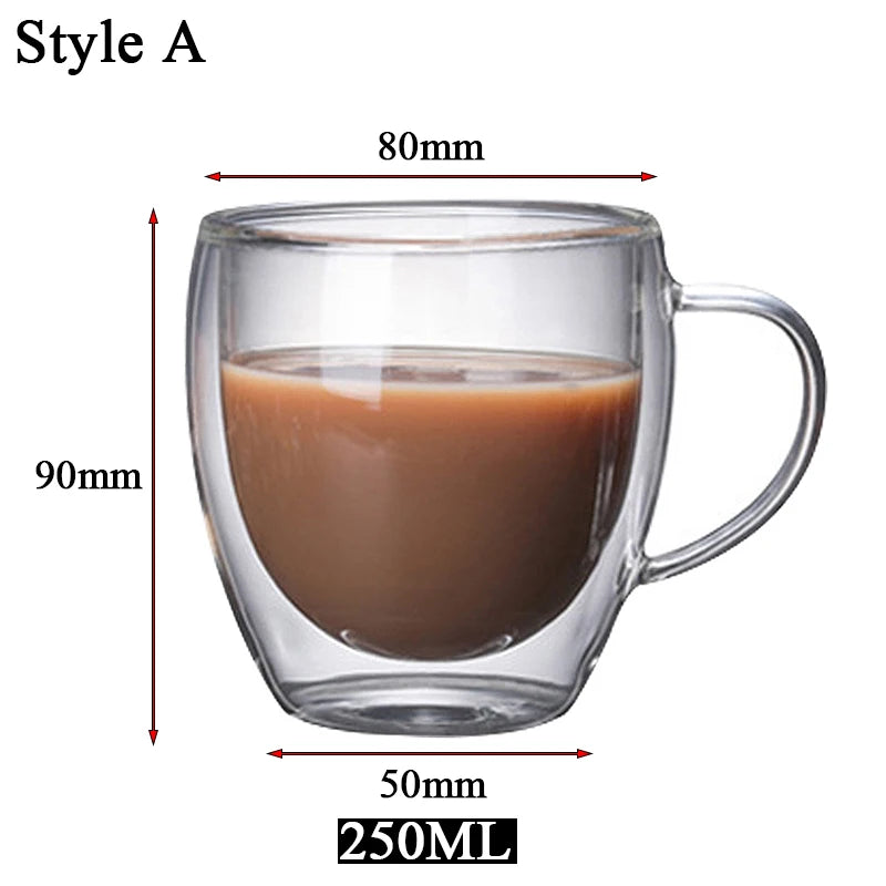 5 Sizes Double Wall Insulated Glass Cup Clear Espresso Coffee Mugs Handmade Beer Mug Tea Milk glass Whiskey Glass Cups Drinkware - Buy online at  Vibe In Cart.