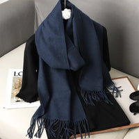 Women's Thick Warm Winter Polyester Scarf with Tassels