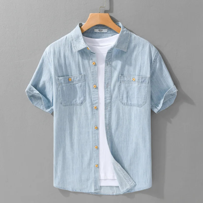 Light and Thin Summer Short-sleeved Denim Shirt for Men, Casual and Breathable, Sweat-wicking, Suitable for Daily Commuting. - Buy online at  Vibe In Cart.
