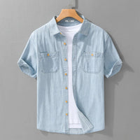 Light and Thin Summer Short-sleeved Denim Shirt for Men, Casual and Breathable, Sweat-wicking, Suitable for Daily Commuting. - Buy online at  Vibe In Cart.