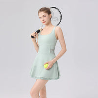 2026 New tennis dress ballet dress sexy back cross lace badminton anti-light lacework Separate shorts yoga golf sports dress