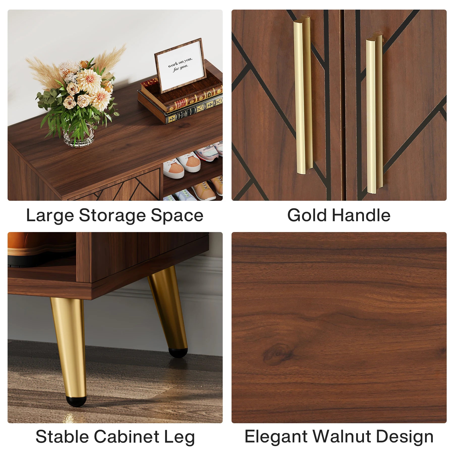 Tribesigns 6-Tier Shoe Cabinet with Doors, Walnut Wooden Shoe Storage Cabinet with Adjustable Shelves for Entryway - Buy online at  Vibe In Cart.