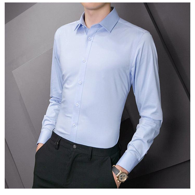 Men's Plus Size White Long Sleeve Business Shirt