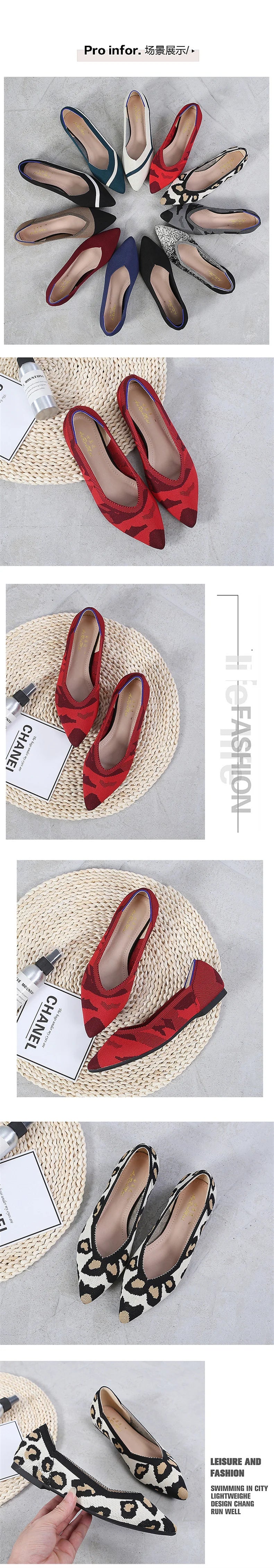 Fashion Comfort Breathable Polyester Women Spring Flats Pointy Toe Ballerinas Stretch Knitted Loafers Dress Causal Shoes - Buy online at  Vibe In Cart.