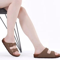 Men's Outdoor Cow Suede Lined EVA Insole Slippers With Low Heel