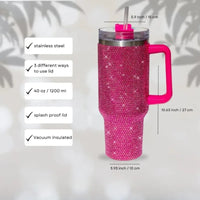 40oz Rhinestone Tumbler Stainless Steel Straw Women Cup Shiny Diamond Travel Car Thermoses Coffee Mug Water Bottle Drinkware - Buy online at  Vibe In Cart.