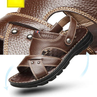 Men's 2025 Summer Leather Sandals Non - Slip Thick - Soled Soft and Comfortable for Beach and Outdoor Use - Buy online at  Vibe In Cart.