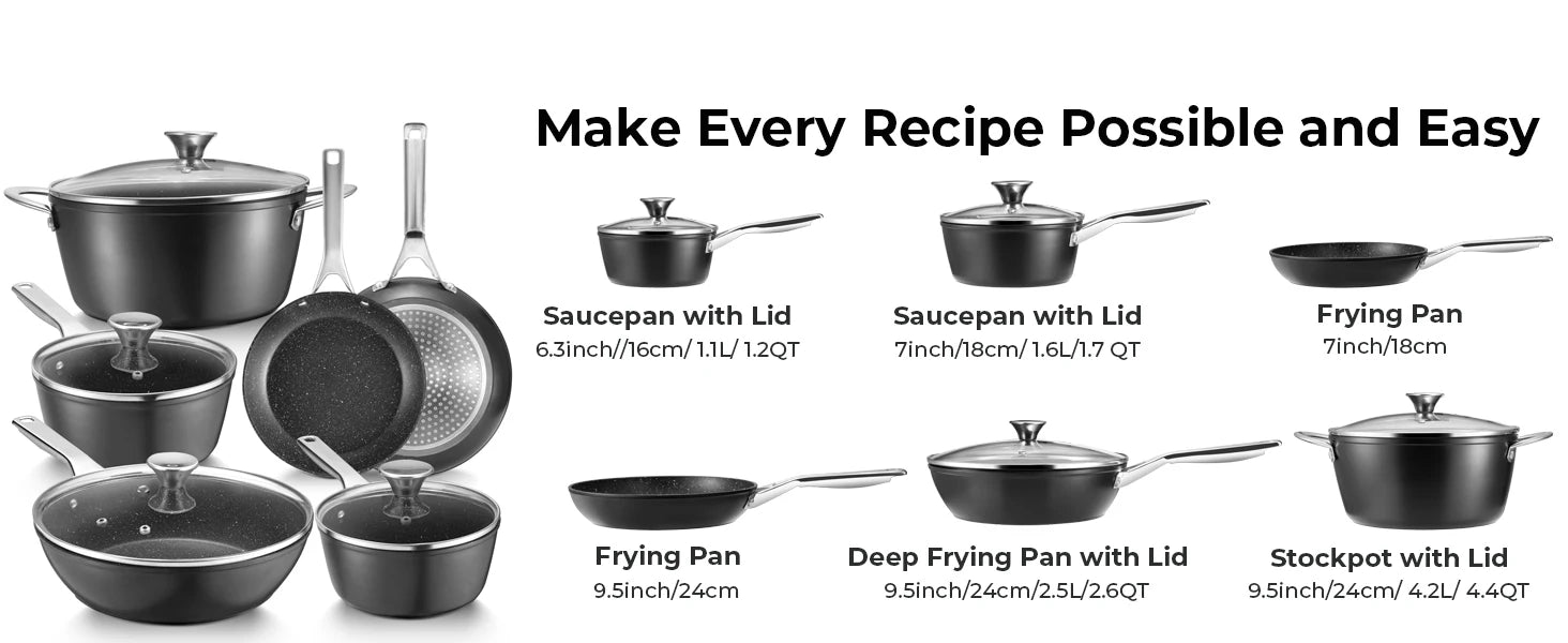 Induction Cookware Nonstick, 10-Piece, BEZIA Pots and Pans Set for Induction Cooktop, Compatible with All Stoves - Buy online at  Vibe In Cart.