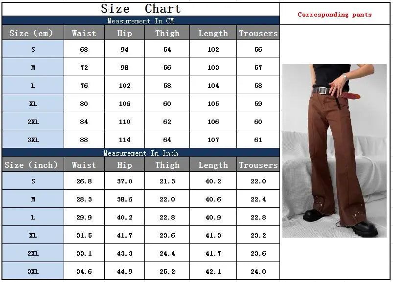 2025 Y2K Fashion Vintage Brown Baggy Flare Jeans Pants For Men High Street Hip Hop Women Casual Cotton Long Trousers Pantalon - Buy online at  Vibe In Cart.