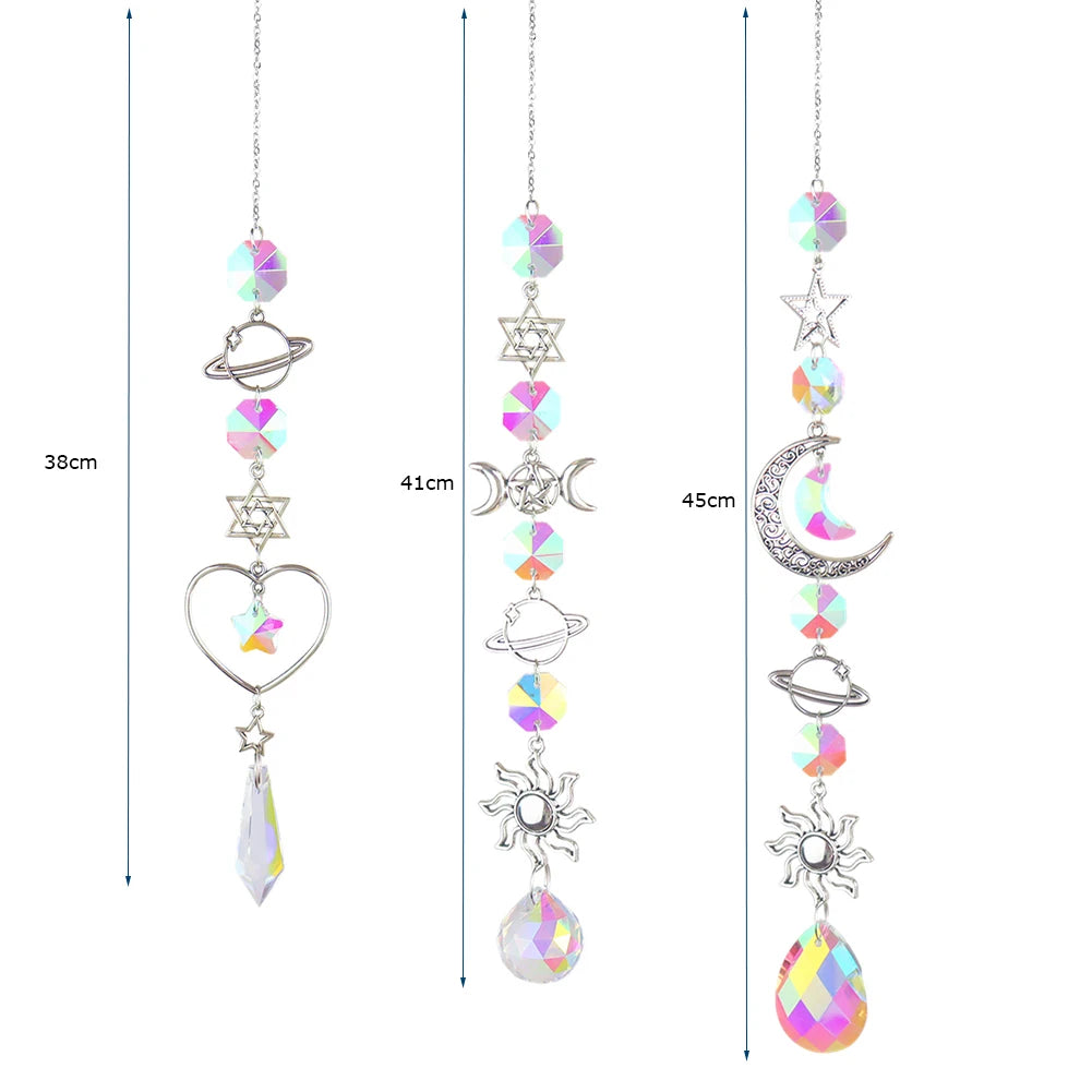 1pc Crystal Wind Chime Moon Sun Catcher Diamond Prisms Pendant Dream Catcher Rainbow Hanging Drop Home Garden Decor Windchime - Buy online at  Vibe In Cart.
