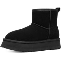 Women's Fluffy Suede Ankle Snow Boots with Thick Sole