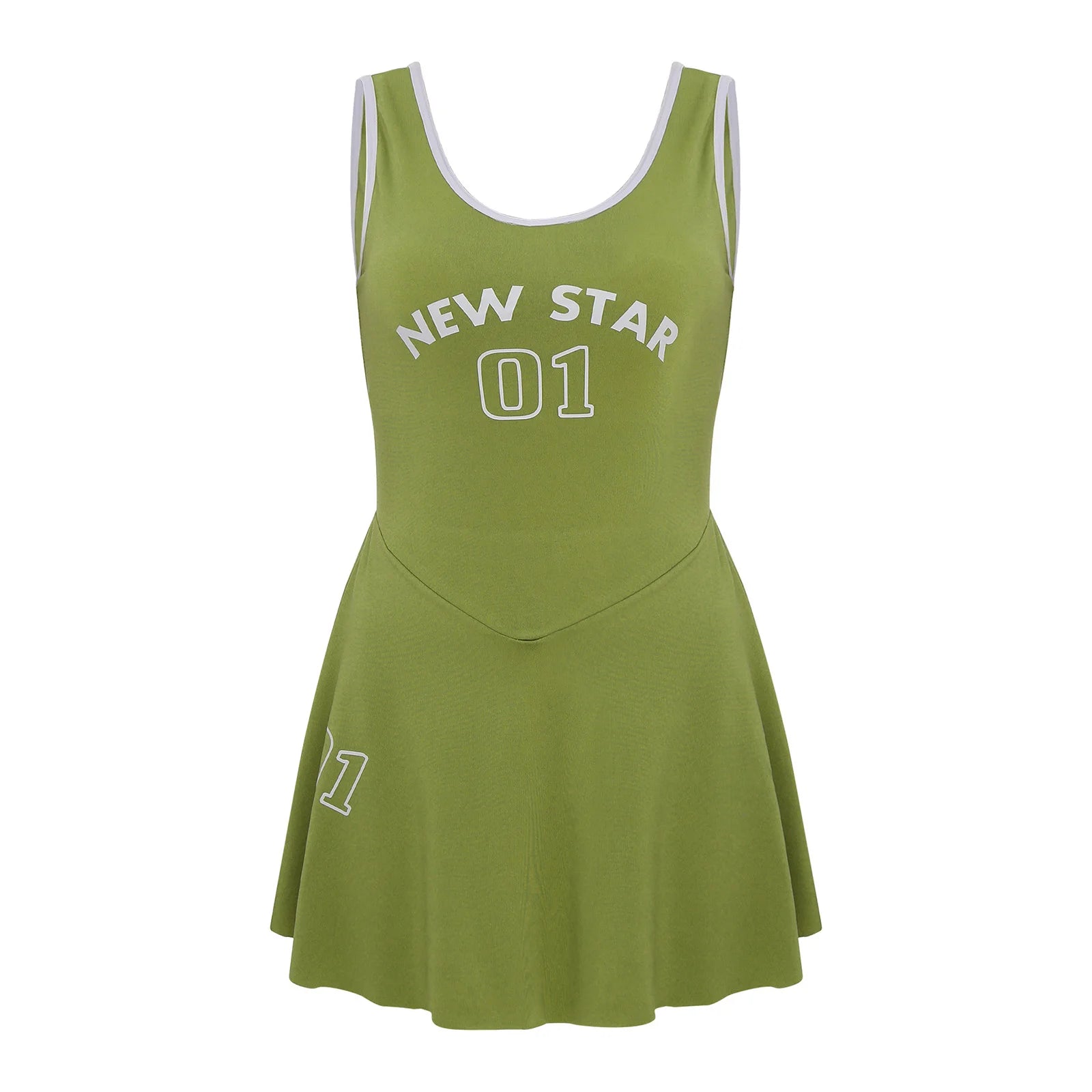 Sporty Style Girl Dress Children's Sleeveless Letter Print Sports Golf Tennis Workout Athletic Dress with Removable Chest Pads