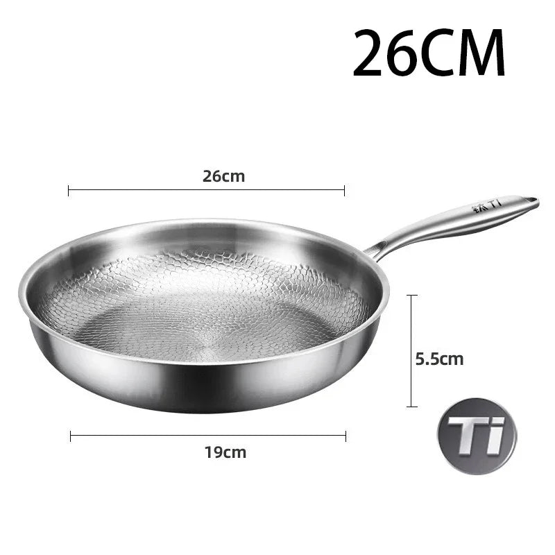 26/28/30cm German Pure Titanium Frying Pan Non-stick Frying Pan Uncoated Fish Scale Hammer Pattern Titanium Alloy Cookware - Buy online at  Vibe In Cart.