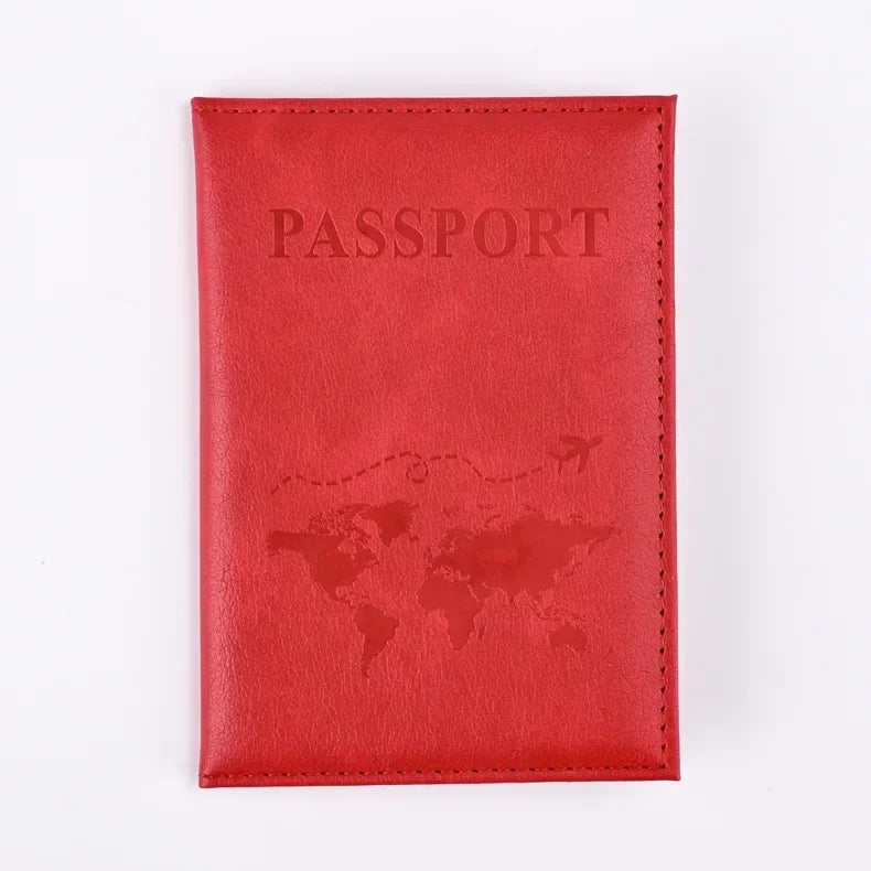 Solid PU Leather Passport Holder Wallet Card Case for Travel