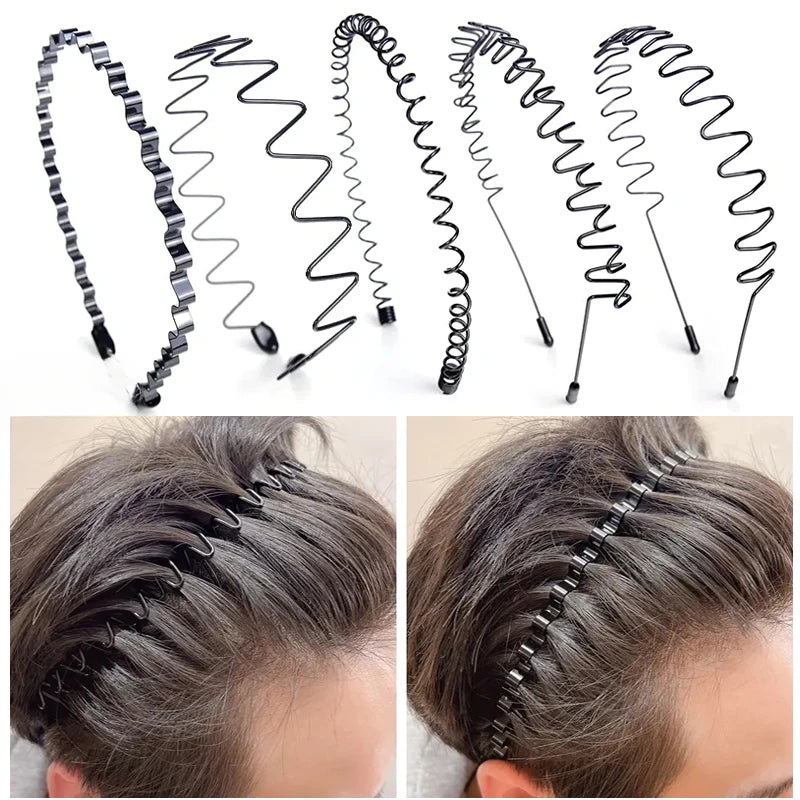 6/1pcs Fashion Metal Hair Band for Men Women Unisex Black Waved Hair Head Hoop Sports Headband Hairband Hair Accessories - Buy online at  Vibe In Cart.