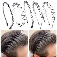 6/1pcs Fashion Metal Hair Band for Men Women Unisex Black Waved Hair Head Hoop Sports Headband Hairband Hair Accessories - Buy online at  Vibe In Cart.