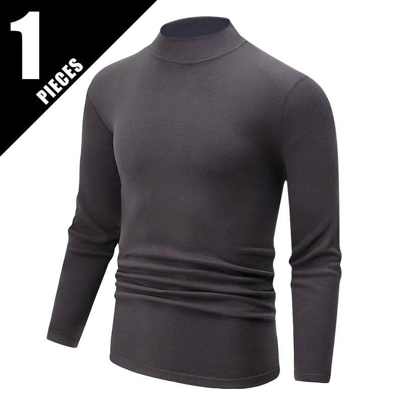 Men's Long-Sleeved Mock Neck Autumn Winter Casual Top