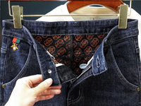 New Fashion winter Autumn Jeans Men's Printed Design Street All-Match Casual Soft Stretch Quality Men's Clothing Skinny Trousers - Buy online at  Vibe In Cart.