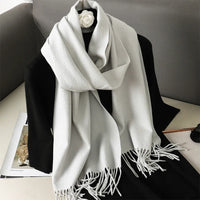 Women's Thick Warm Winter Polyester Scarf with Tassels