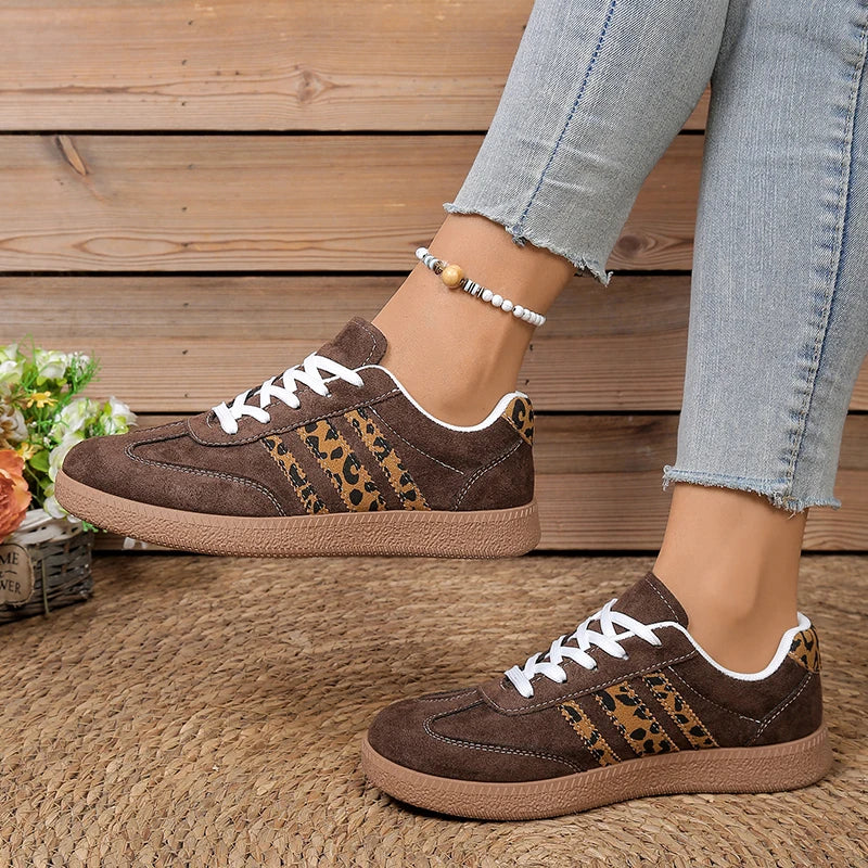 Vintage Leopard Striped Sneakers Women Four Season Lightweight Breathable Sports Shoes for Woman Lace Up Non Slip Casual Shoes - Buy online at  Vibe In Cart.