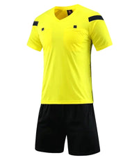 Men's Polyester Soccer Referee Uniform with Jersey and Shorts