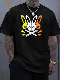 Men's casual round neck T-shirt with unique rabbit skull pattern - the perfect choice for summer - Buy online at  Vibe In Cart.