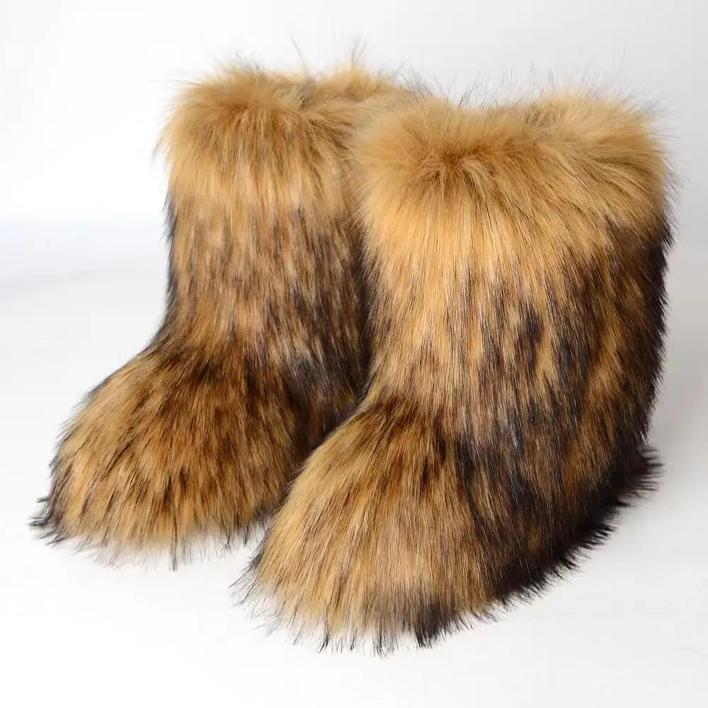 Y2K Fluffy Mid-calf Boots Winter Women Fashion Snow Boots Warm Cotton Shoes - Buy online at  Vibe In Cart.