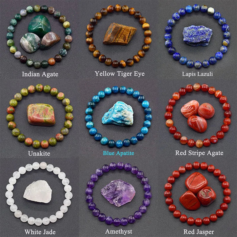 Original Reiki Blue Apatite Beads Bracelet Men Women Natural Lapis Lazuli Amethyst Yellow Tiger Eye Stone Beads Bracelet Jewelry - Buy online at  Vibe In Cart.