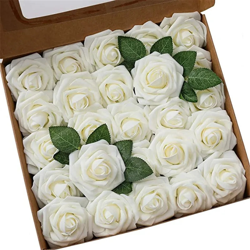 Artificial Foam Rose Flowers Bouquet Set, 10-100 Pieces
