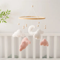 Wooden Crib Mobile Baby Bed Bell Rattle Toy Soft Felt Cartoon Bear Mobile bracket Newborn Music Box Bed Bell Hanging Bracket Toy