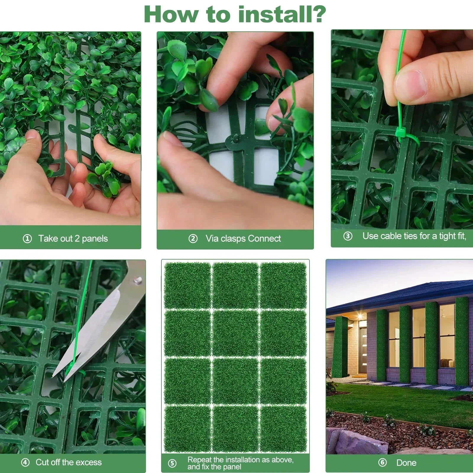 10pcs Artificial Plants Grass Wall Panel Boxwood Hedge Greenery UV Protection Green Decor Privacy Fence Backyard Screen Wedding - Buy online at  Vibe In Cart.