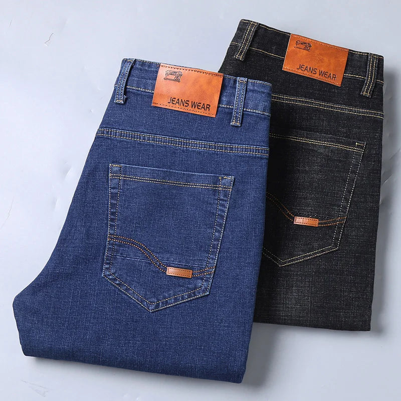 New Men Light Luxury Stretch Slim Fit Pants Comfortable Soft Business Fashion Straight Casual Denim Trousers Male Brand Clothing - Buy online at  Vibe In Cart.
