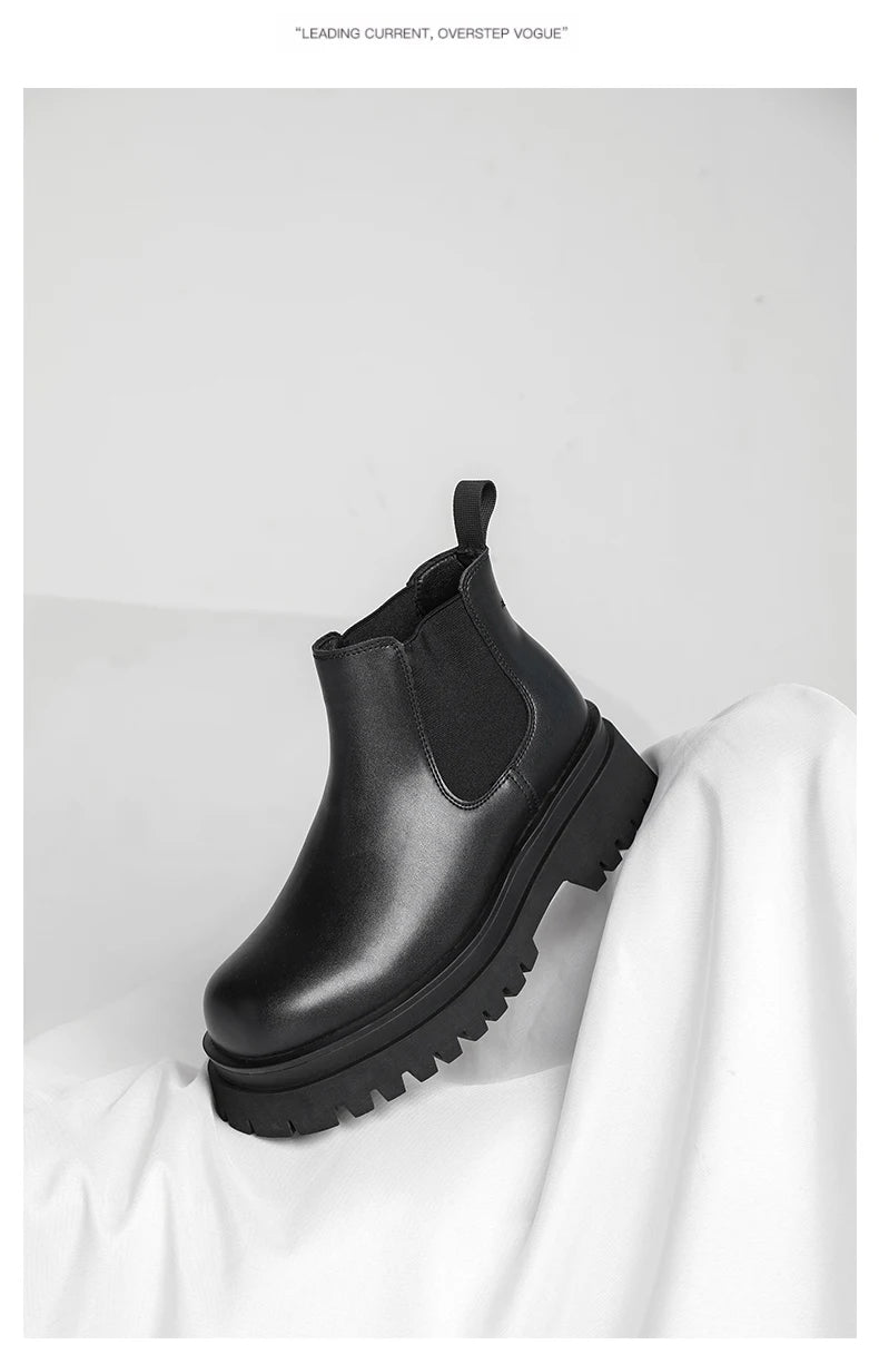 Men's Versatile Casual British Style Heightening Chelsea Boots, Paired with Trendy and Simple Ankle Boots for Outerwear. - Buy online at  Vibe In Cart.