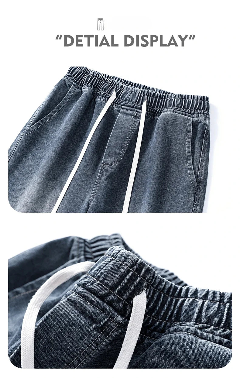 Men's Loose Wide-Leg Straight Casual Baggy Jeans in Black, Grey, and Blue