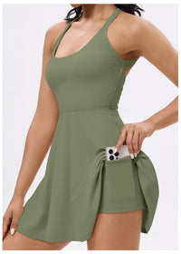 Tennis Dress with Shorts Badminton Clothing 2025 Golf Wear Dress with Shorts Underneath Workout Outfit 1pc Padded  Sport Dress