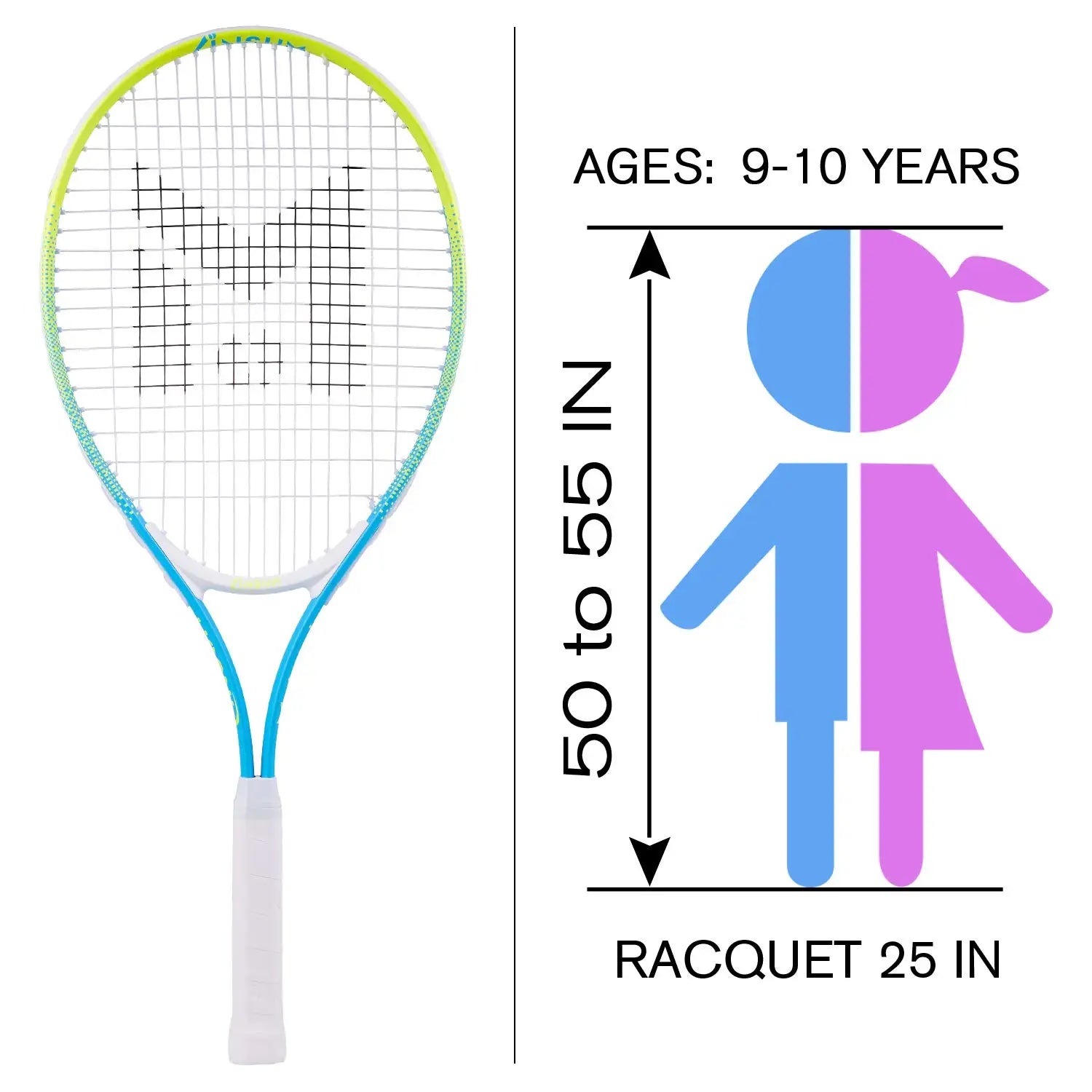 Kids Tennis Racket 17-25 Inches Lightweight Aluminum Alloy with Cover Bag