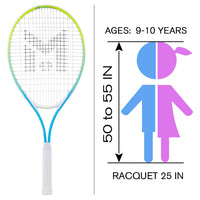 Kids Tennis Racket 17-25 Inches Lightweight Aluminum Alloy with Cover Bag
