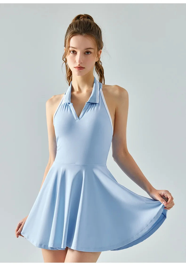 Polo Tennis Dress With Chest Pads&Shorts Soft High Stretchy Fitness Skorts Tummy Control Yoga Skirts Gym Clothing Activewear - Buy online at  Vibe In Cart.