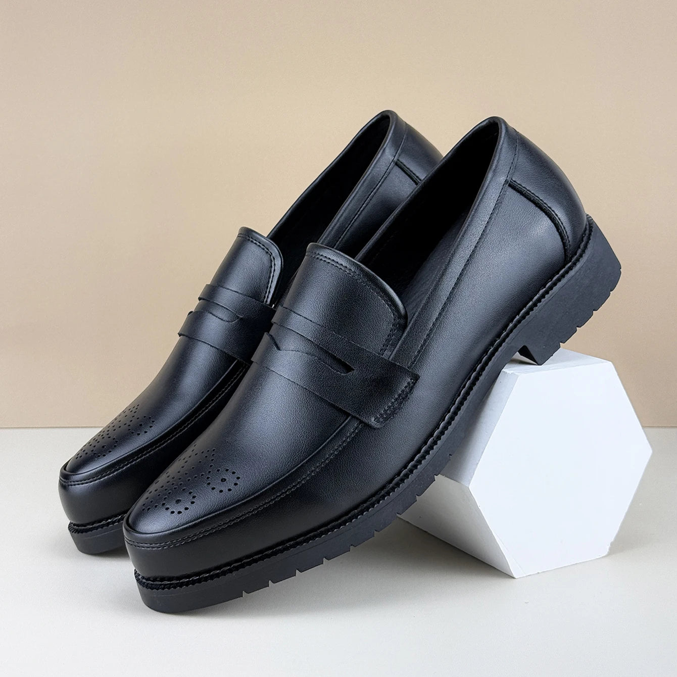 Men's Formal Leather Shoes British Style Oxford Loafers Round Toe Breathable Non-Slip Business Dress Wedding Office Casual Shos - Buy online at  Vibe In Cart.