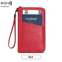 Multifunctional Travel Passport Wallet with RFID Protection in Microfiber Leather