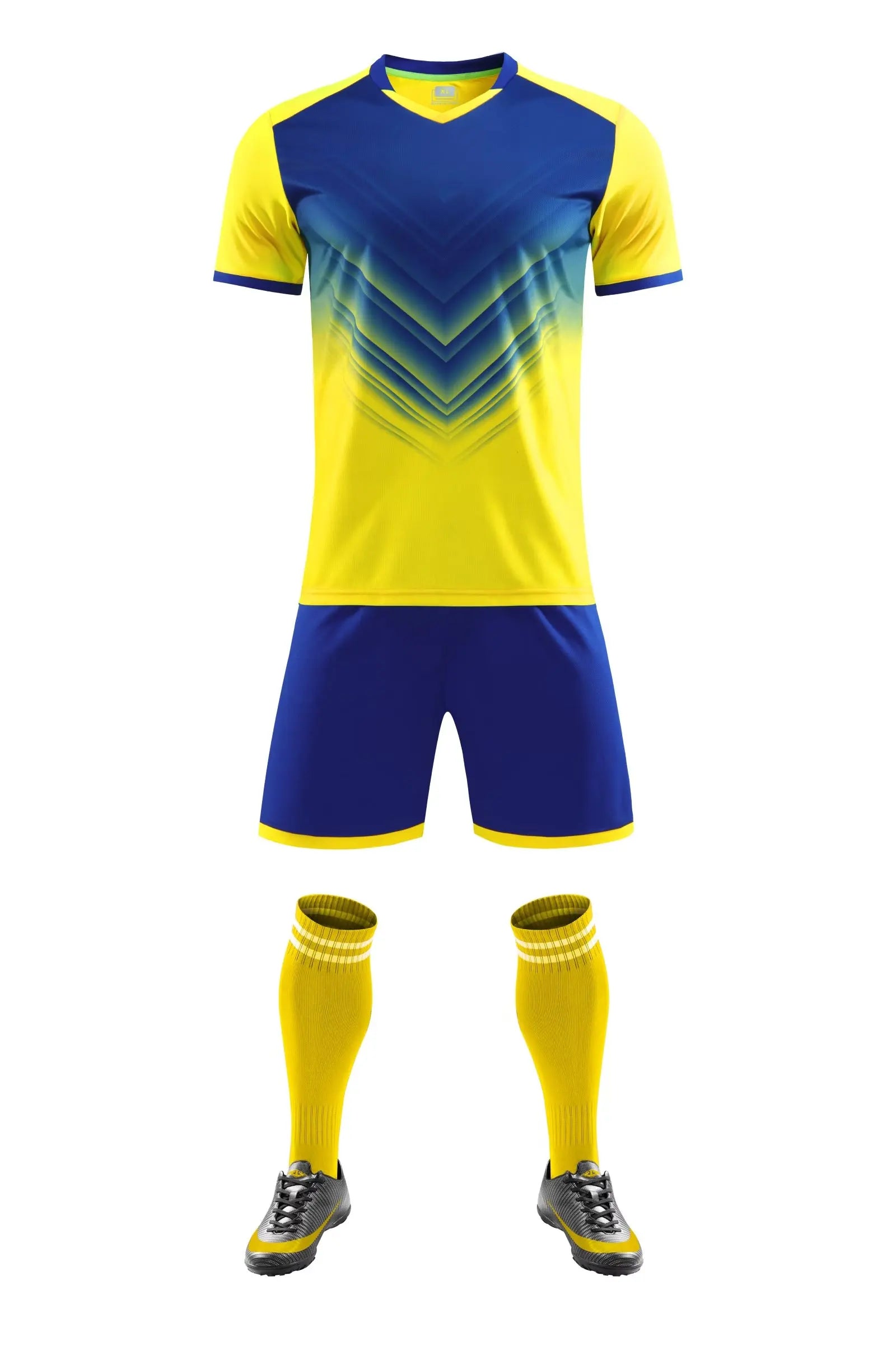 Men's and Boys' Polyester Football Jersey Set with Socks and Shin Guards