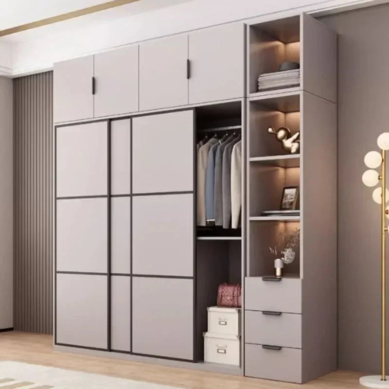 New Luxury Wardrobe Drawers Wooden Sliding Doors Gray Organization Wardrobe Modern Storage Kleiderschrank Bedroom Furniture - Buy online at  Vibe In Cart.